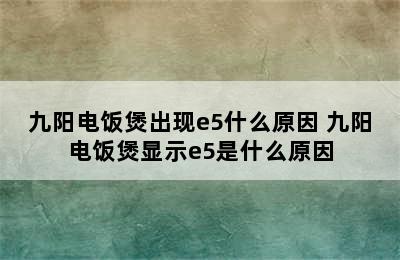 九阳电饭煲出现e5什么原因 九阳电饭煲显示e5是什么原因